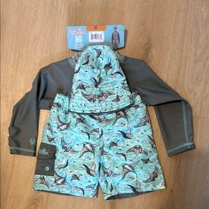 Kids Shark Print Swim Set